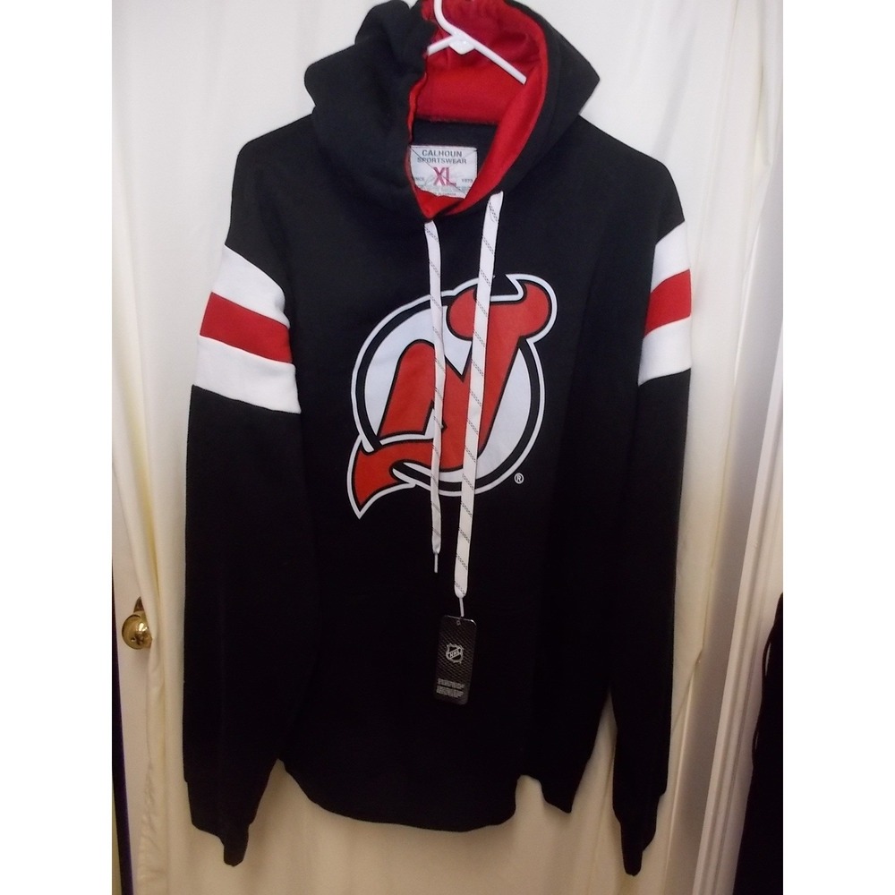 NHL New Jersey Devils Calhoun Sportswear Hoodie Black Red Mens XL NWT